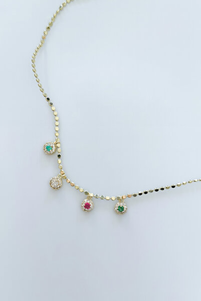 Venus Design Çelik Renkli Taşlı Kolye