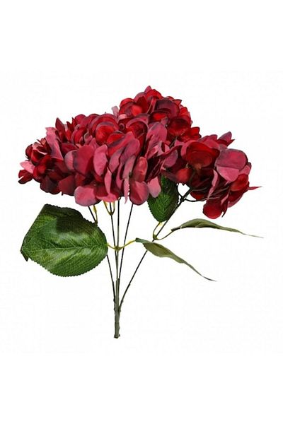 OEM Artificial Flower Bouquet, 5 Stems Hydrangea, 42 Cm, Red