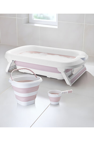 Zuu Baby Aqua Nest Bebek Küveti Lüks 3 Lü Set Katlanır 45 Litre Pembe