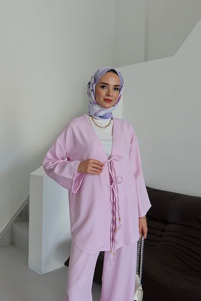 MOONSC Kimino Suit with Hijab Pants Pink