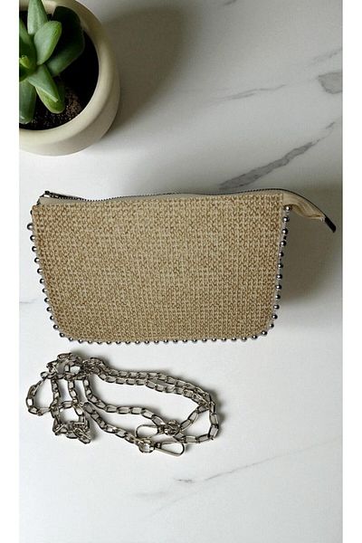 marufshop Women's Adjustable Strap Bead Detailed Hand and Shoulder Bag