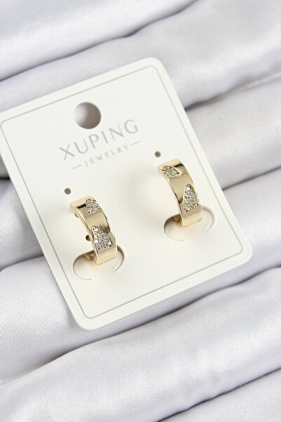 Epilons Xuping Zircon Stone Patterned Hoop Model Gold Color Women's Earrings ...