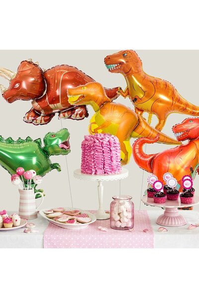 OEM Set of 10 foil balloons with self-sealing valve, 35 cm, dinosaurs