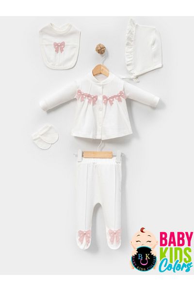 baby kids colors Boxed - Girl Newborn Clothes 5-Piece Hospital Discharge Sets 100% Cotton with Pearls