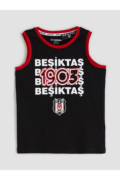 LC Waikiki New Season Crew Neck Besiktas Printed Boys' Shorts Pajama Set - S5Im36Z1