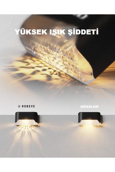 RMSGRUP 4 Adet L Solar Led Güneş Enerjili Su Geçirmez Köşebent Led Işık Merdiven Veranda Bahçe Aydınlatma