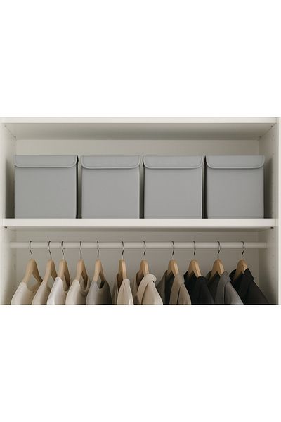 aydev home collection Gray Color Covered Wardrobe Laundry Toy Organizer Folding Storage Box 30X30X30 cm