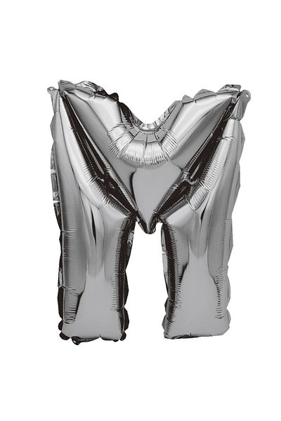 Balon din folie metalizata argintie, Mirific Party, Litera M, 80 cm, Silver