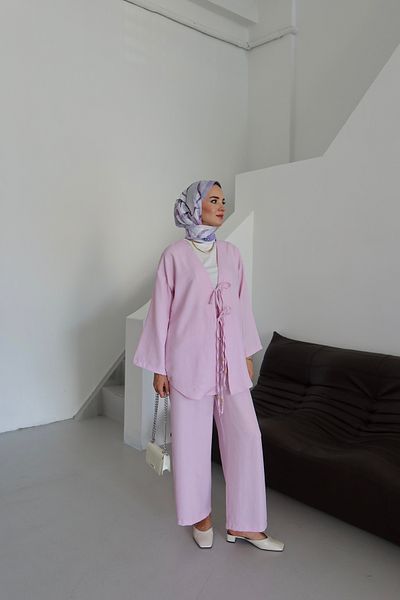 MOONSC Kimino Suit with Hijab Pants Pink