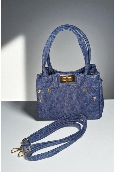 marufshop Geantă de mână și de umăr din denim cu curea reglabilă pentru femei