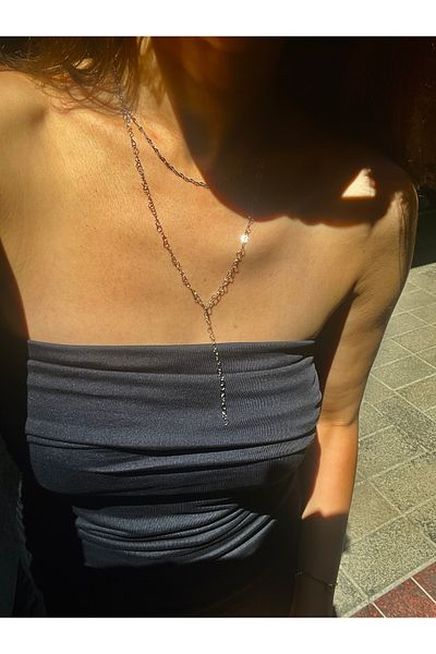 Hoop jewelery Steel Heart Chain Y Necklace