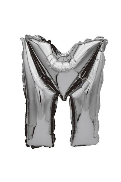 Balon din folie metalizata argintie, Mirific Party, Litera M, 80 cm, Silver