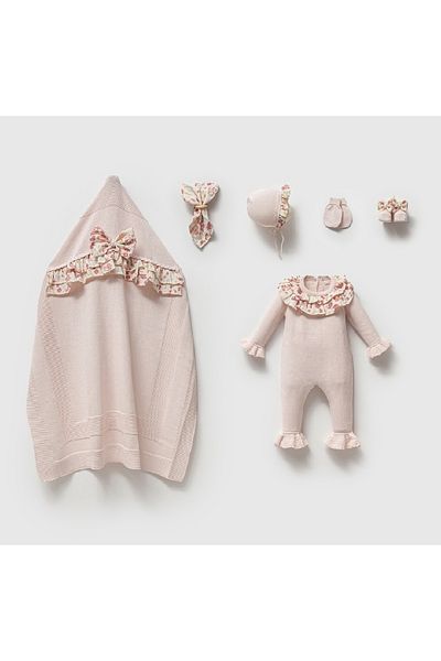 Nipperland 100% Organic Cotton Baby Girl Flower Patterned Knitwear Set of 6 0-3Months Newborn Hospital Release