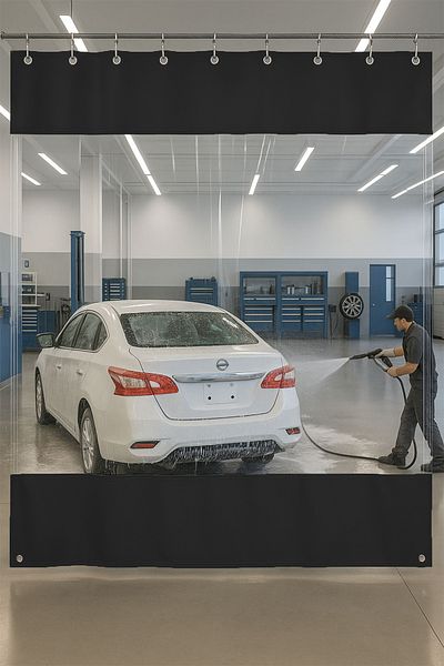 size ne lazım 0.80mm Transparent Auto Service and Wash Partition Curtain 12 Colors Height 250cm X Width 450cm