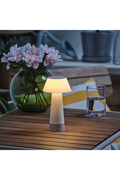 IKEA Solvinden Beyaz 20 cm Kablosuz Pilli Masa ve Gece Lambası İç ve Dış Mekan