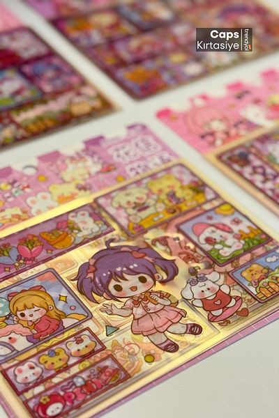 caps anlarınızı paylaştığınız ortağınız Kawaii Girl & Cute Animal Themed 32 Sheets Sticker Set Phone, Laptop, Water Bottle, Bicycle Sticker