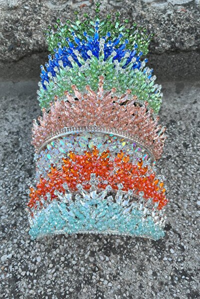 Hobigram Daisy Stone Bridal Crown – Powder Henna Wedding Crown Model, Shiny Hair Accessory