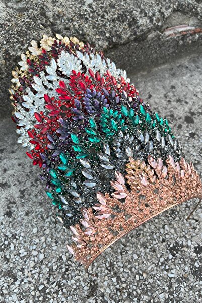 Hobigram Madeline Bridal Set – Burgundy Crown and Drop Shuttle Earrings Set, Henna Wedding Accessory