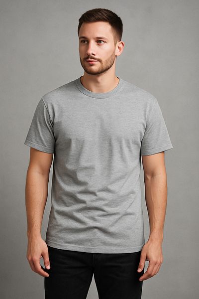 BYBÜLENT Ανδρικό μπλουζάκι Casual Cut Grey Basic T-shirt