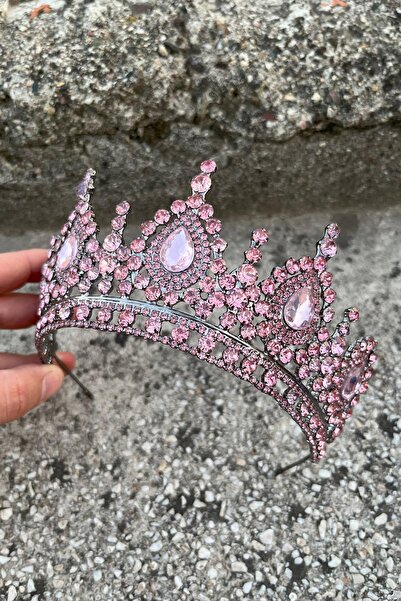 Hobigram Eveline Pink Princess Tiara – Sparkling Bridal Wedding Evening Dress for Sparkly Tiara Model