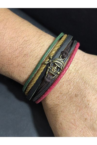 enyatakı Skull Model Original Leather Rope Bracelet