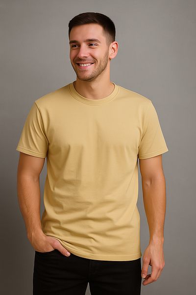 BYBÜLENT Ανδρικό μπλουζάκι Casual Cut Cream Basic T-Shirt