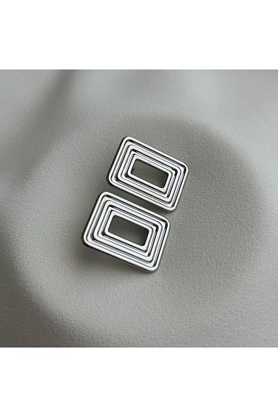 Arye Aksesuar Rectangular Steel Earrings