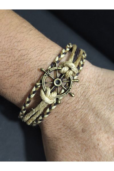 enyatakı Sailor Rudder Model Original Leather Rope Bracelet