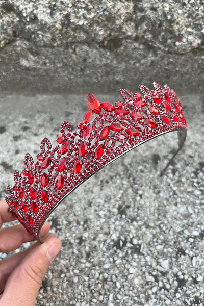 Hobigram Amara Special Design Crown – Red Stone Henna, Hair Accessory for Engagement, Wedding