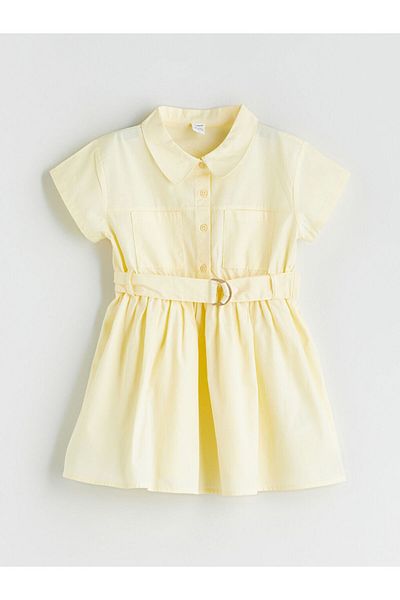 LC Waikiki Basic Girl's Dress with Green Belt