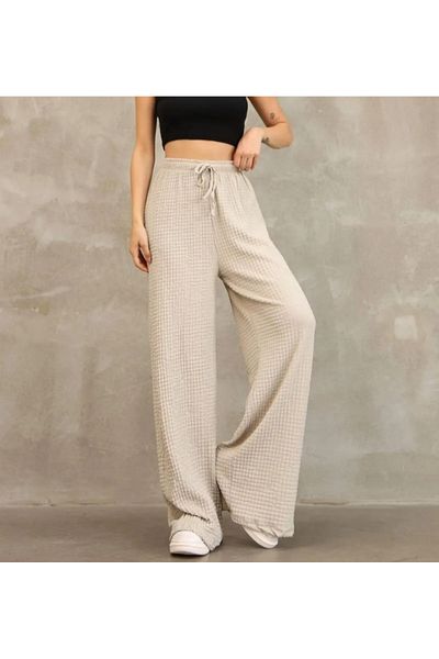 Butik High Waist [Gofre] Pants with Bolts