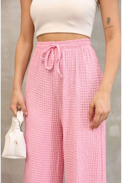 Butik High Waist [Gofre] Pants with Bolts