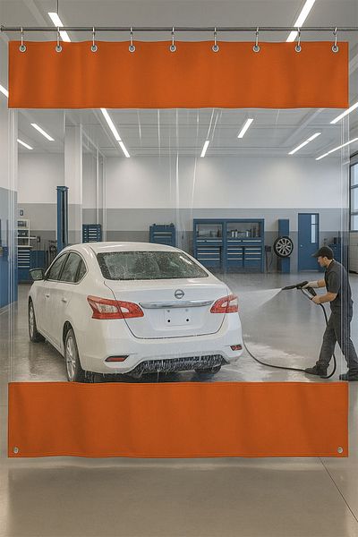size ne lazım 0.80mm Transparent Auto Service and Wash Partition Curtain 12 Colors Height 250cm X Width 450cm