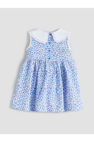 LC Waikiki Green Linen Blend Floral Girl's Dress