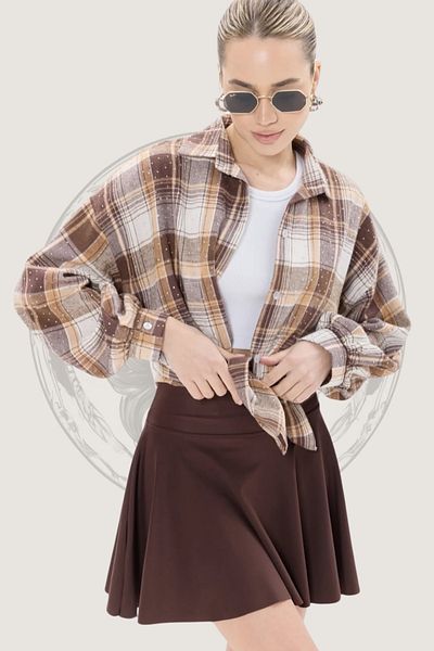Hney Brown Women's High Waist Tights Shorts Skirt – Gathering – Suitable for Sports and Daily Use