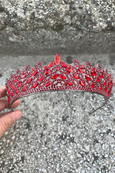 Hobigram Amara Special Design Crown – Red Stone Henna, Hair Accessory for Engagement, Wedding