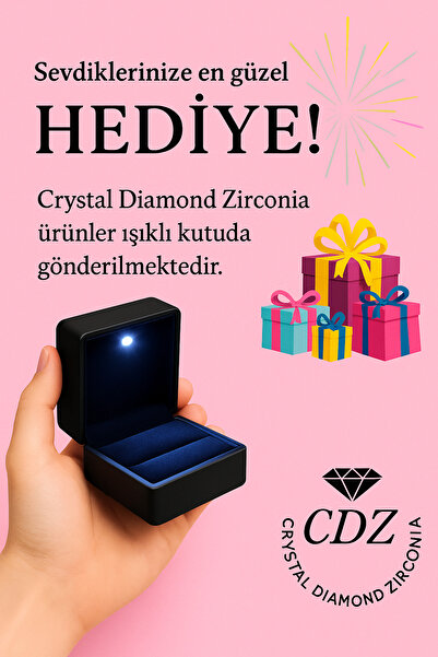 Crystal Diamond Zirconia Işıklı kutuda 0.30 karat tektaş küpe