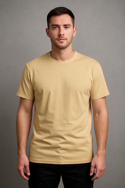 BYBÜLENT Ανδρικό μπλουζάκι Casual Cut Cream Basic T-Shirt