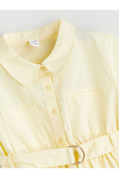 LC Waikiki Basic Girl's Dress with Green Belt