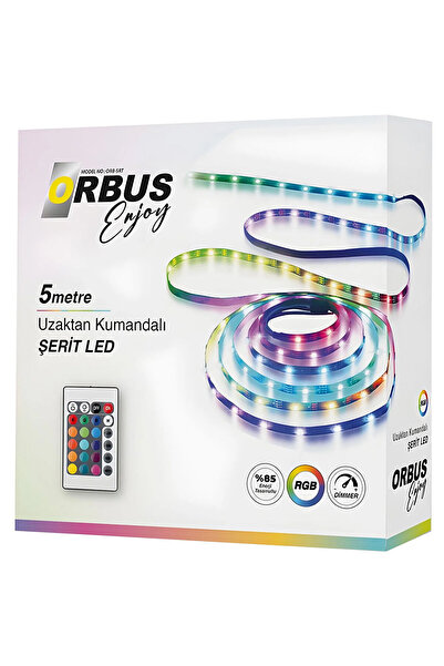 ORBUS Uzaktan Kumandalı Şerit Led 5 Metre RGB Fişli