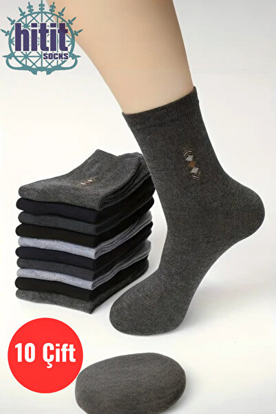 Hitit Socks Erkek 10 Çift Günlük Sıkmayan Boğazlı Terletmez Çorap Çok Renkli