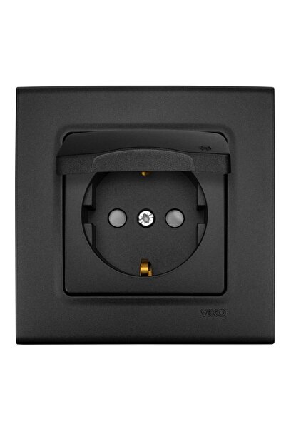 VİKO LİNNERA LİFE GECE SİYAHI KAPAKLI TOPRAKLI PRİZ Ç.K. ÇERÇEVELİ