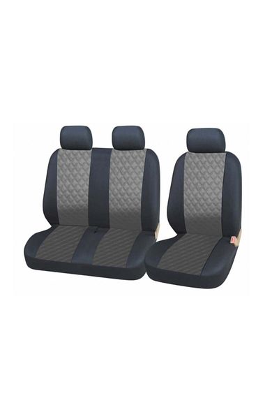 DELUXETUNING Set huse scaune auto, universale, fata 2+1, piele ecologica negru cu gri