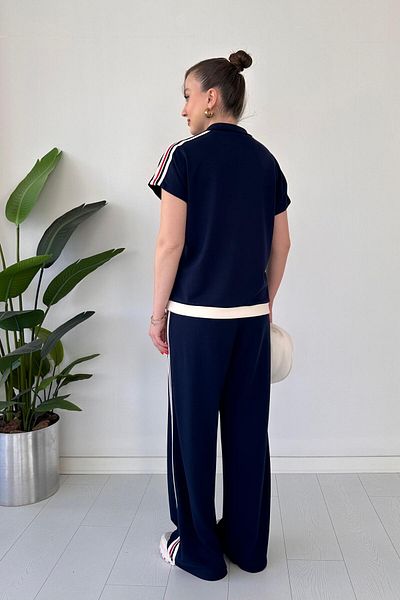 MaziButik Λεπτομερής στολή Modal με γυαλιστερό φερμουάρ Navy Blue