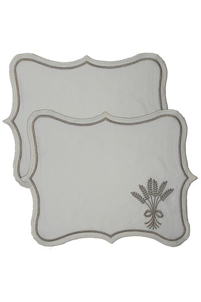 NB Neubella Home Nerina 2 Piece Luxury American Service Presentation Embroidered Cover Set Carefree 2-Person Dowry Linen Set