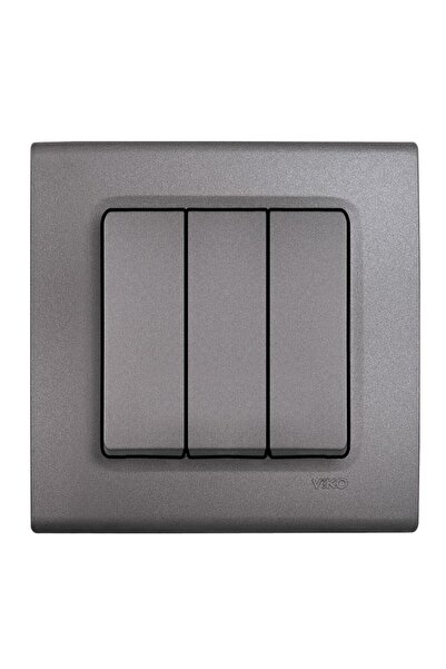 VİKO LİNNERA LİFE GRANİT GRİSİ ÜÇLÜ ANAHTAR ÇERÇEVELİ