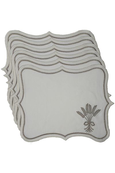 NB Neubella Home Nerina 6 Piece Luxury American Service Presentation Embroidered Cover Set Carefree Dowry Linen Set for 6 People