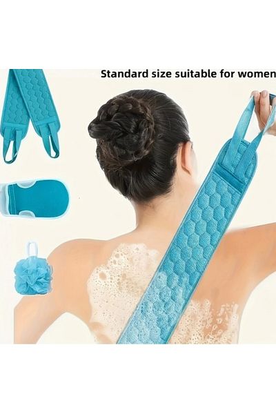 SOSYETEZGAHI 3Pcs Exfoliating Bath Set Back Shower Glove Spa Body Brushes Bath Accessories for Shower and Massage