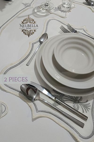 NB Neubella Home Nerina 2 Piece Luxury American Service Presentation Embroidered Cover Set Carefree 2-Person Dowry Linen Set