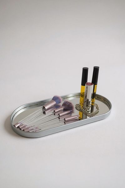 UCR HOME Oval Mirror Presentation Holder Treats Coffee and Tea 12X30 cm